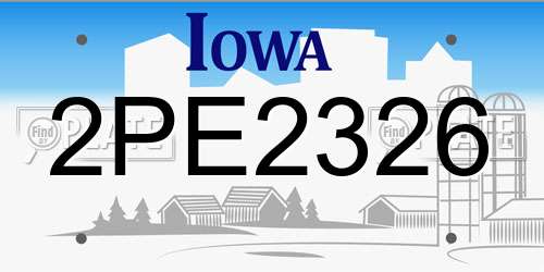 2PE2326 Iowa License Plate
