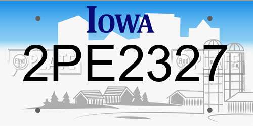 2PE2327 Iowa License Plate