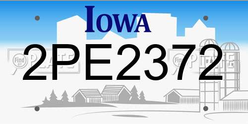 2PE2372 Iowa License Plate