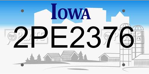 2PE2376 Iowa License Plate