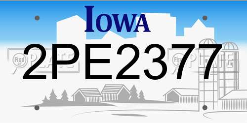 2PE2377 Iowa License Plate