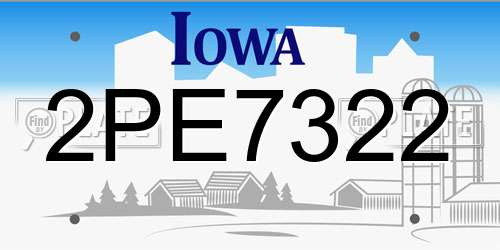 2PE7322 Iowa License Plate