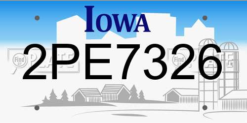 2PE7326 Iowa License Plate