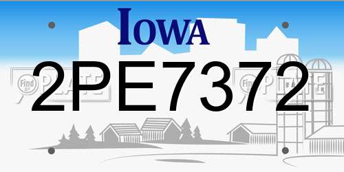 2PE7372 Iowa License Plate