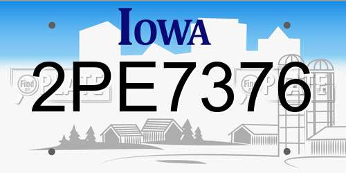 2PE7376 Iowa License Plate