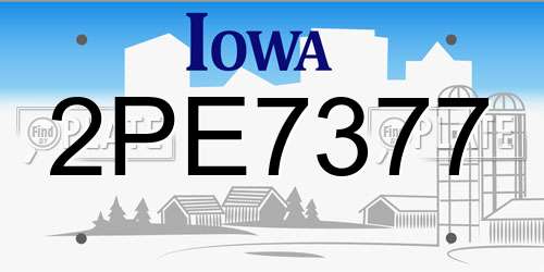 2PE7377 Iowa License Plate