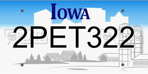 2PET322 Iowa License Plate