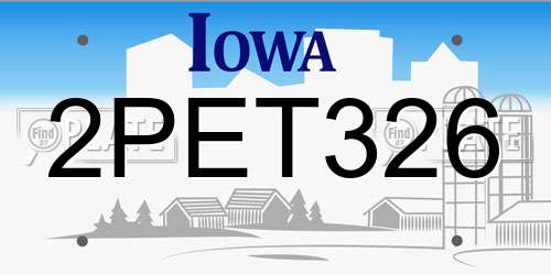 2PET326 Iowa License Plate