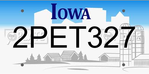 2PET327 Iowa License Plate