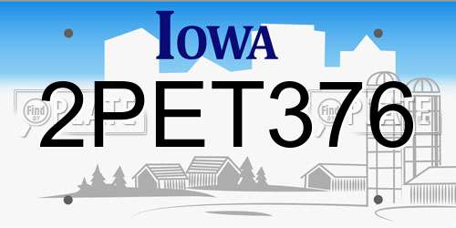 2PET376 Iowa License Plate