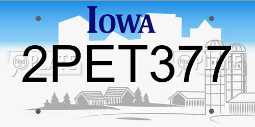 2PET377 Iowa License Plate