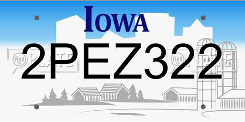 2PEZ322 Iowa License Plate
