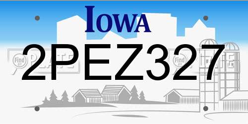 2PEZ327 Iowa License Plate