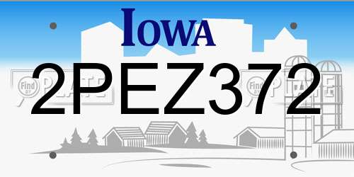 2PEZ372 Iowa License Plate