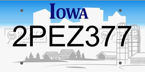 2PEZ377 Iowa License Plate