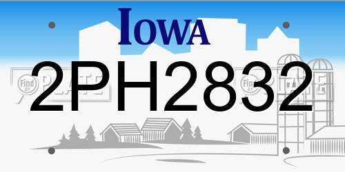 2PH2832 Iowa License Plate