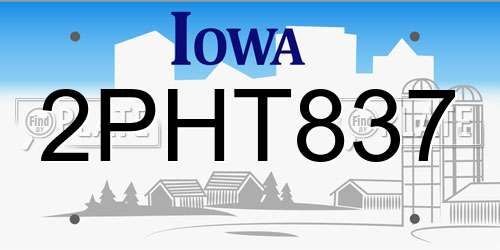 2PHT837 Iowa License Plate