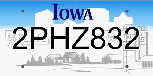 2PHZ832 Iowa License Plate