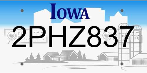 2PHZ837 Iowa License Plate