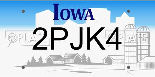 2PJK4 Iowa License Plate