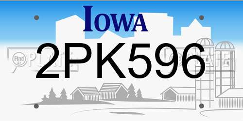 2PK596 Iowa License Plate