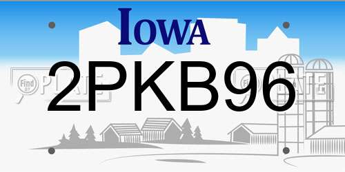 2PKB96 Iowa License Plate