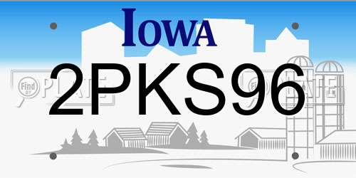 2PKS96 Iowa License Plate