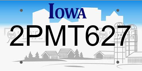 2PMT627 Iowa License Plate