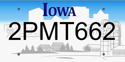 2PMT662 Iowa License Plate