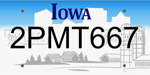 2PMT667 Iowa License Plate