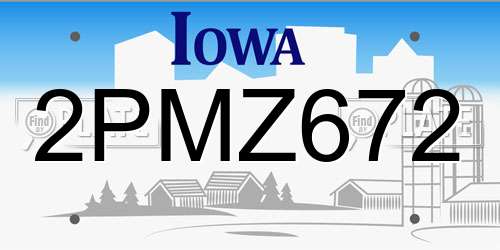 2PMZ672 Iowa License Plate
