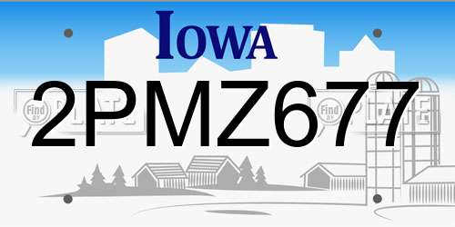 2PMZ677 Iowa License Plate