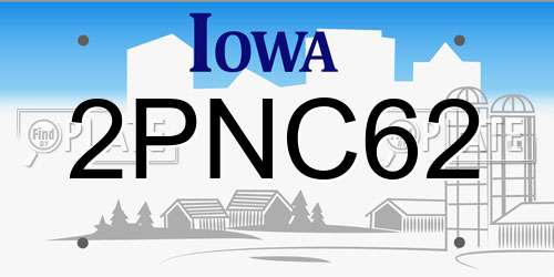 2PNC62 Iowa License Plate