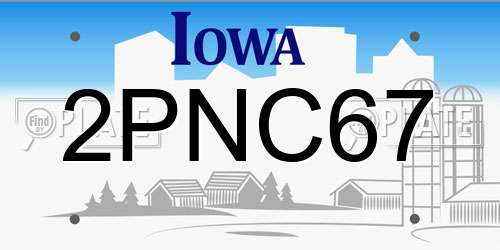 2PNC67 Iowa License Plate