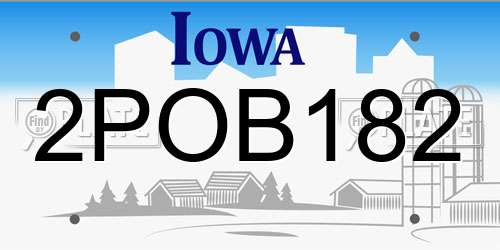 2POB182 Iowa License Plate