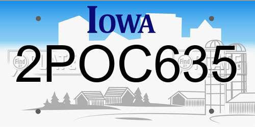 2POC635 Iowa License Plate