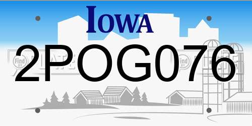 2POG076 Iowa License Plate