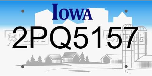 2PQ5157 Iowa License Plate