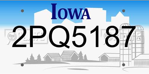 2PQ5187 Iowa License Plate