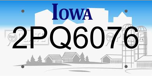 2PQ6076 Iowa License Plate