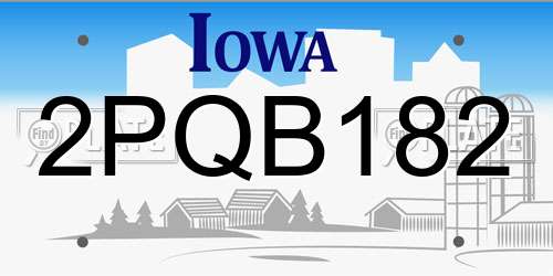 2PQB182 Iowa License Plate