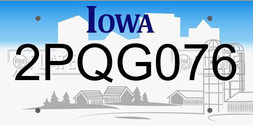 2PQG076 Iowa License Plate