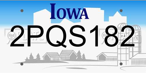 2PQS182 Iowa License Plate