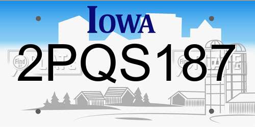 2PQS187 Iowa License Plate