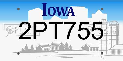 2PT755 Iowa License Plate