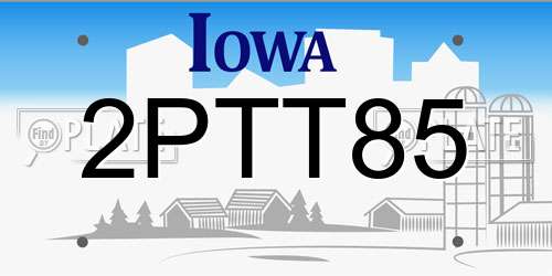 2PTT85 Iowa License Plate
