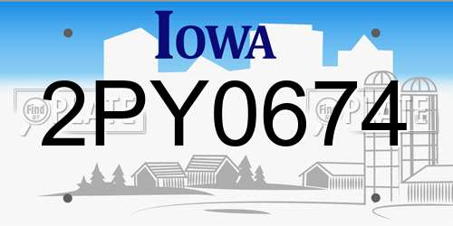 2PY0674 Iowa License Plate
