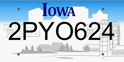 2PYO624 Iowa License Plate