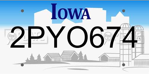 2PYO674 Iowa License Plate