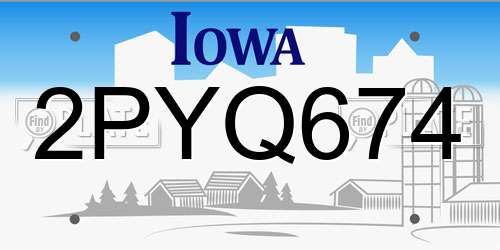 2PYQ674 Iowa License Plate